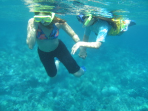 MudslideMama and Daughter Snorkel by the Captain Cook Monument in Hawaii