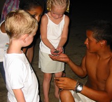 Holding a baby turtle in Sayulita before it was released in the ocean.