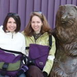 Tom Bihn Park City Posing with Franz the Bear in downtown Park City, Utah.