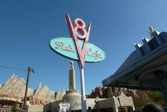 Flo's V8 Cafe at Cars Land in Disneyland (Jennifer Miner) Flo's V8 Cafe at Cars Land in Disneyland (Jennifer Miner)