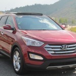 The snazzy, 5-passenger Santa Fe Sport parked in front of Park City's U.S. Olympic Center.