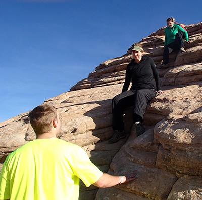 On the steep descent instructions were: "Put your crack in the crack."