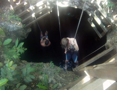 Rappel into cenote Coba Maya Encounter