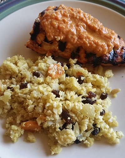 Whole30 Cauliflower Rice and Grilled Coconut Curry Chicken