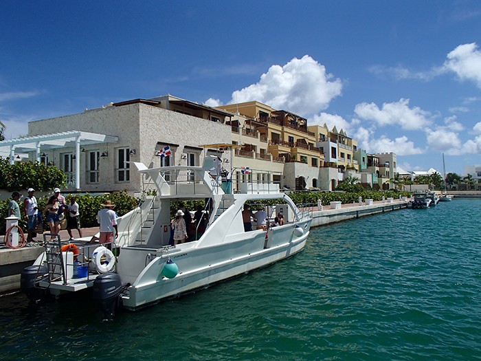 Our motor-catamaran in Cap Cana marina.