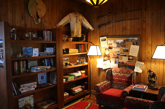 This nook in the main lodge is filled with books and games for guests to borrow.